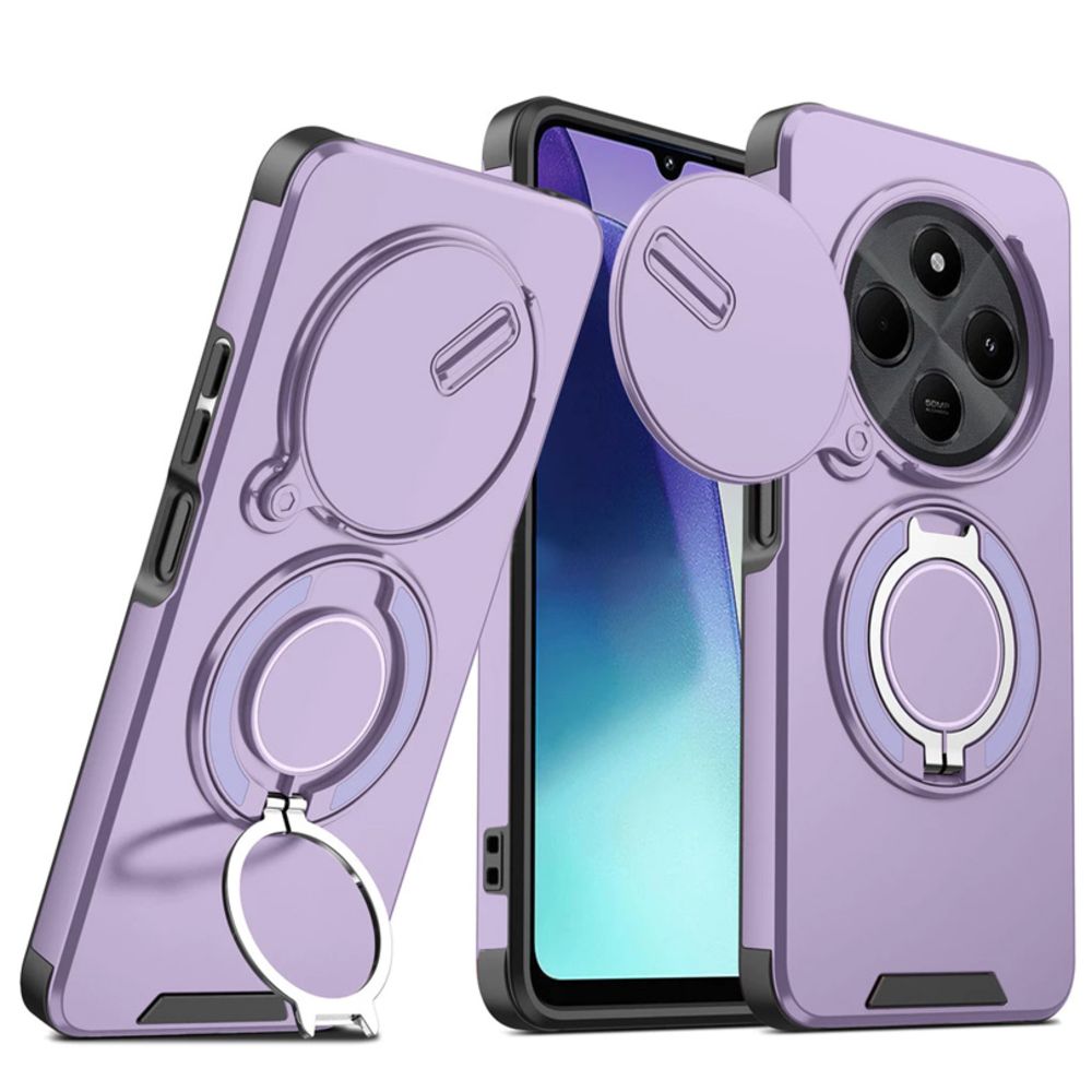 Maska za Xiaomi Redmi 14C — CamShield Ring stand, ljubicasta