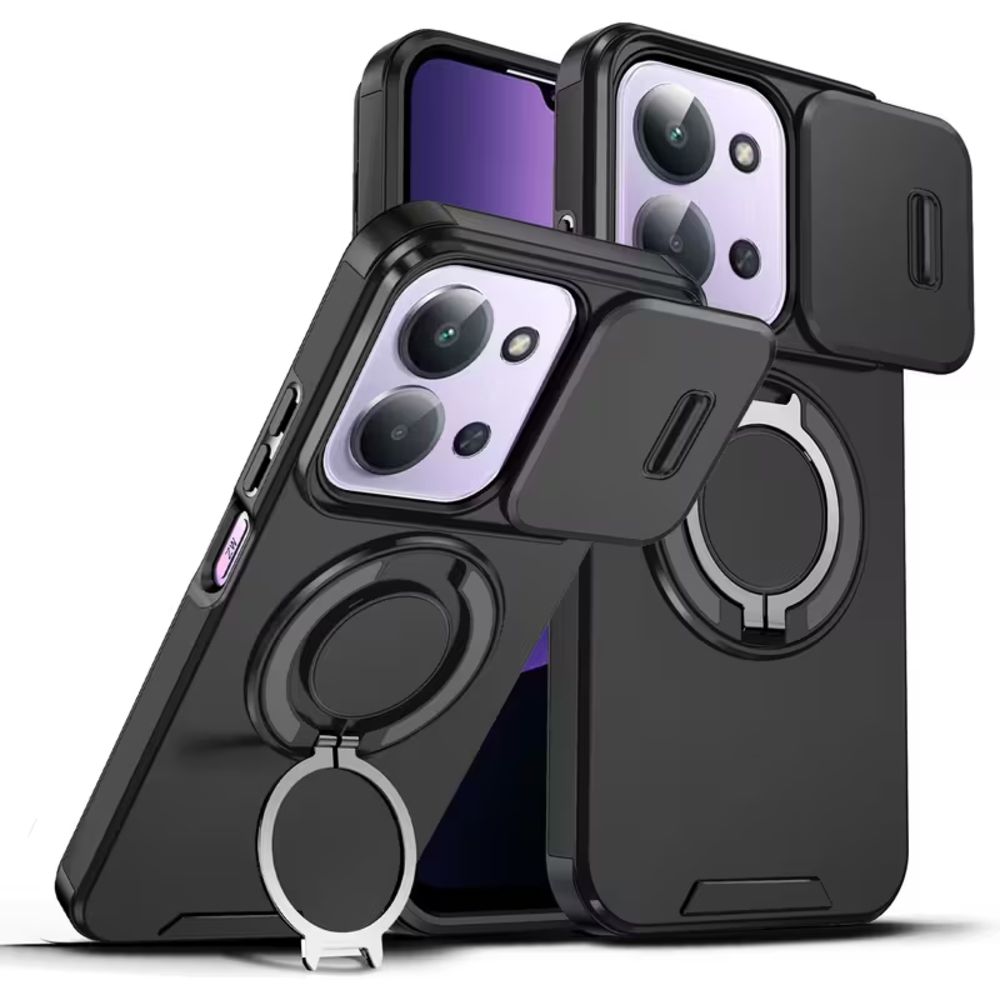 Maska za Xiaomi Redmi 15C — CamShield Ring stand, crna
