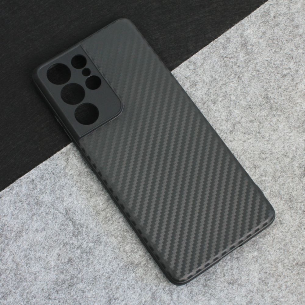 Maska za Samsung Galaxy S21 Ultra — Carbon fiber, crna