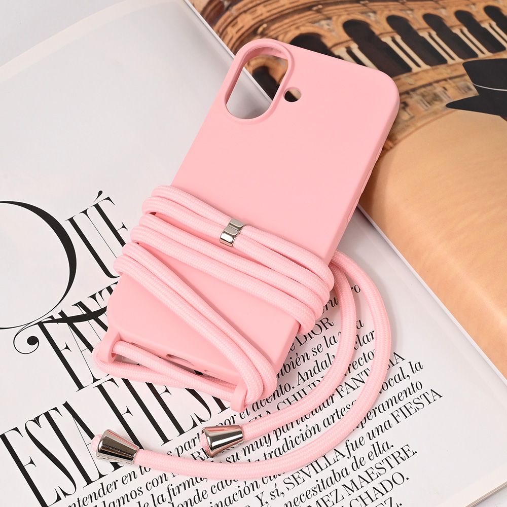 Maska za Apple iPhone 16 — Crossbody, roze