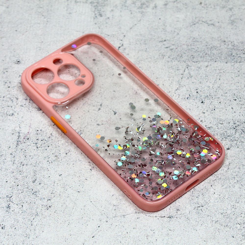 Maska za Apple iPhone 13 Pro — Frame Glitter, roze