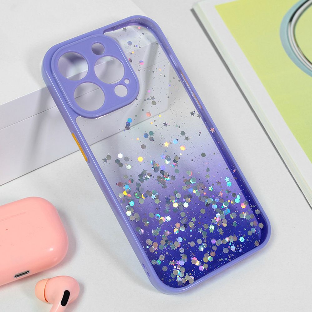 Maska za Apple iPhone 15 Pro — Frame Glitter, ljubicasta