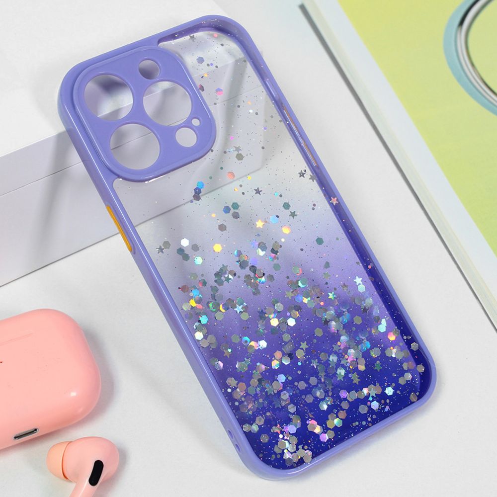 Maska za Apple iPhone 15 Pro Max — Frame Glitter, ljubicasta