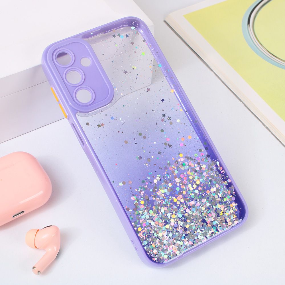 Maska za Samsung Galaxy A15 5G — Frame Glitter, ljubicasta