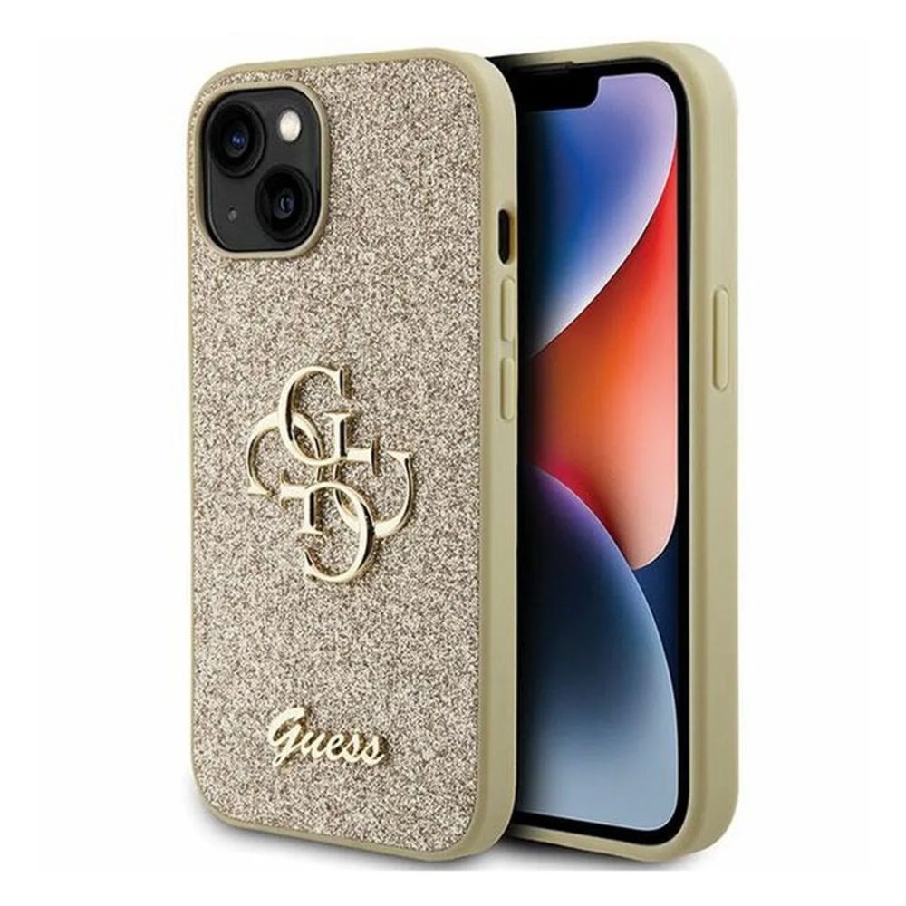 Maska za Apple iPhone 15 — Guess Hc Fixed Glitter 4G Big Metal Logo