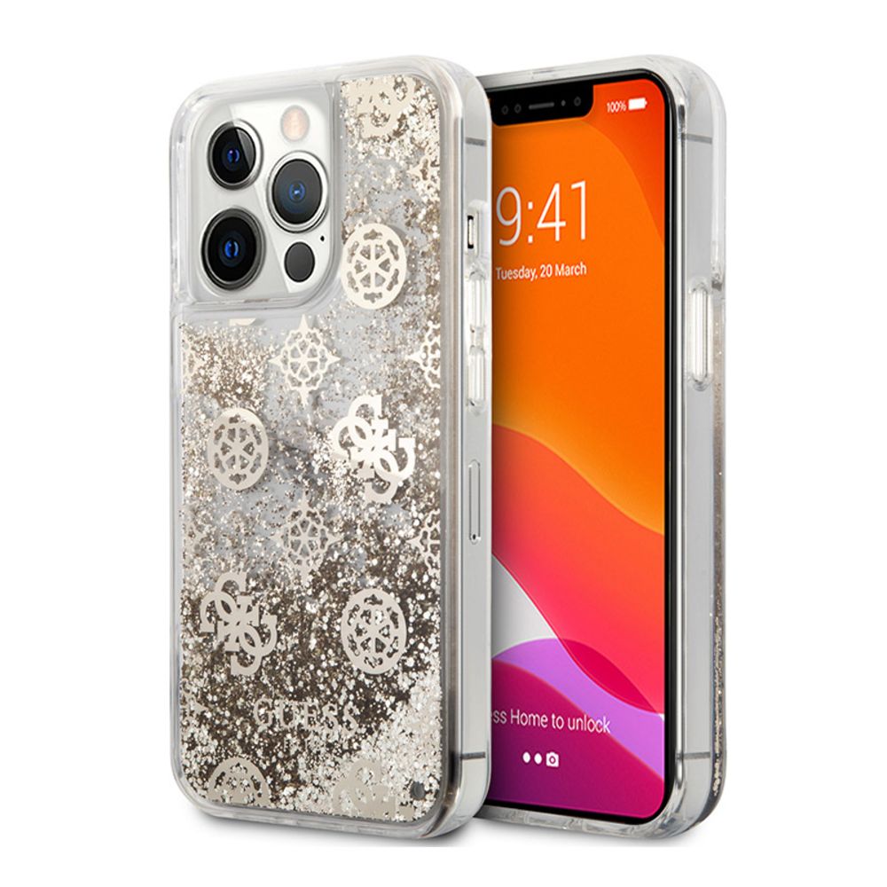 Maska za Apple iPhone 13 Pro — Guess Hc Liquid Glitter Peony