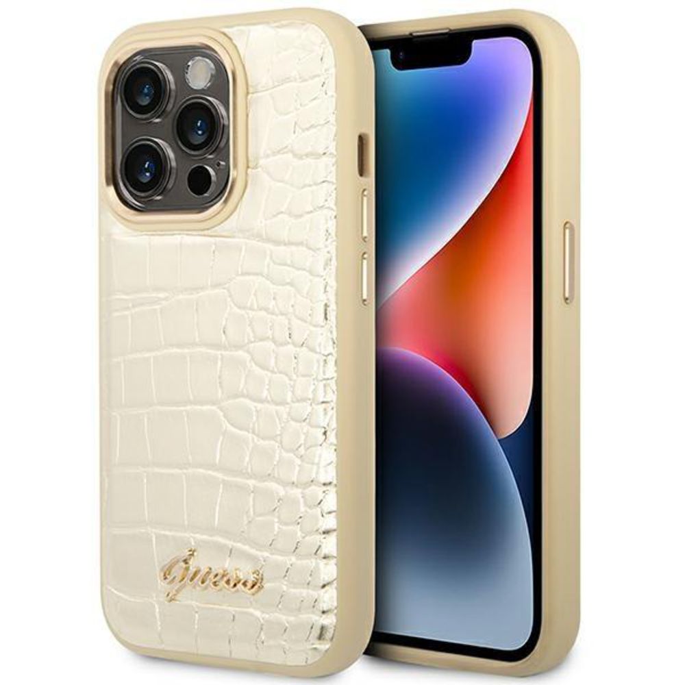 Maska za Apple iPhone 14 Pro — Guess Hc PU Croco Metal Outline