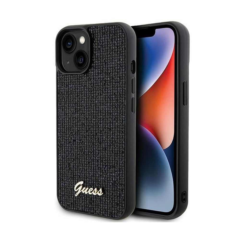 Maska za Apple iPhone 15 — Guess Hc PU Disco Script Metal