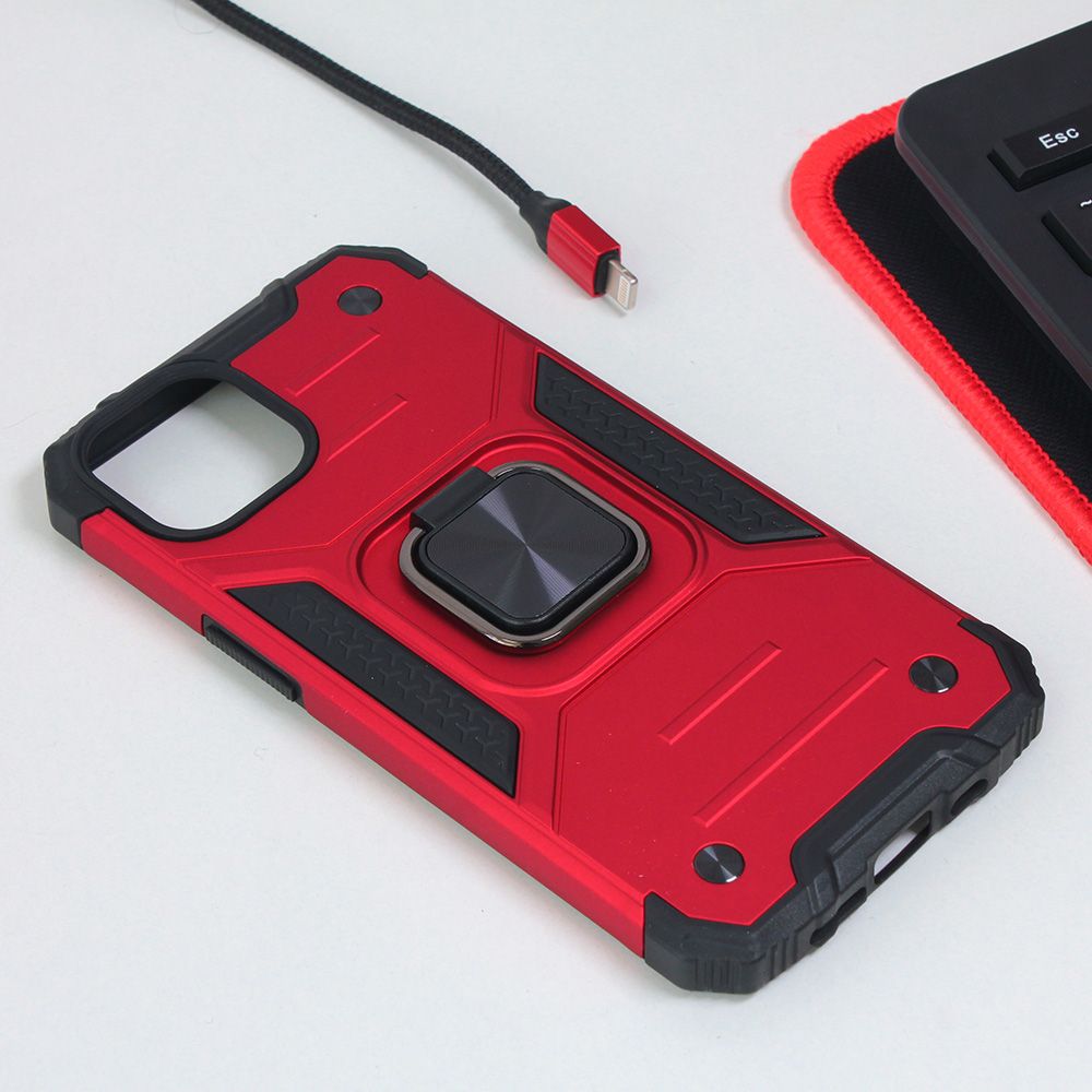 Maska za Apple iPhone 14 — Hard Border Ring, crvena
