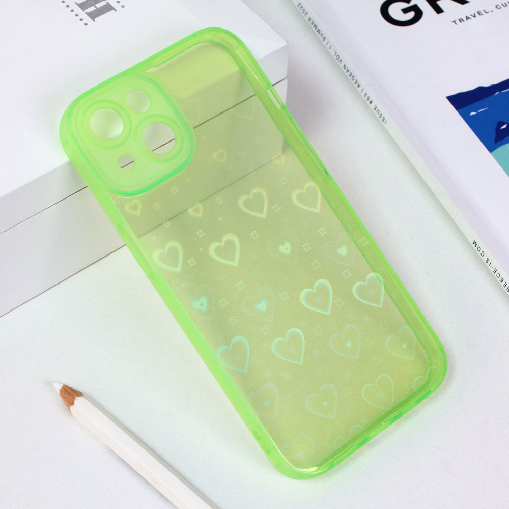 Maska za Apple iPhone 14 — Heart Color IMD, svetlo zelena