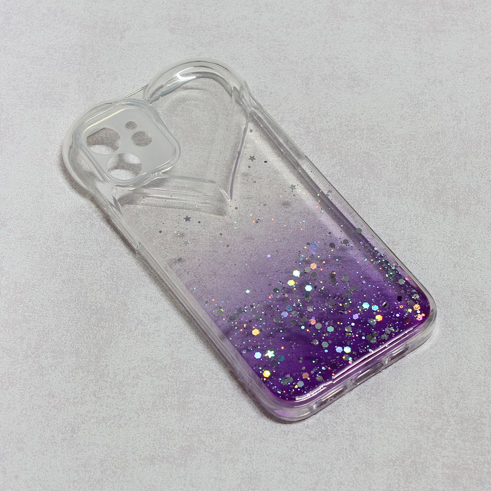 Maska za Apple iPhone 12 — Heart Glitter, ljubicasta