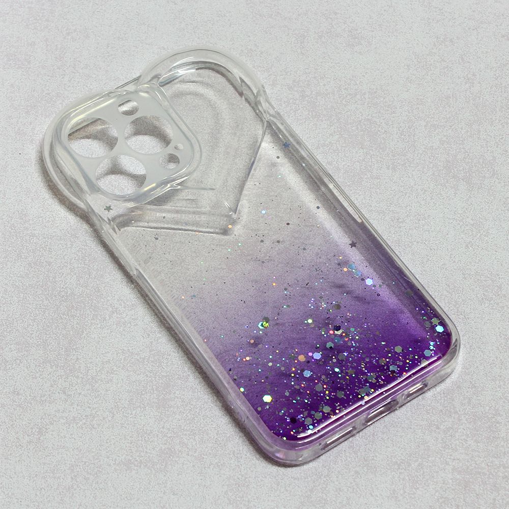 Maska za Apple iPhone 13 Pro — Heart Glitter, ljubicasta