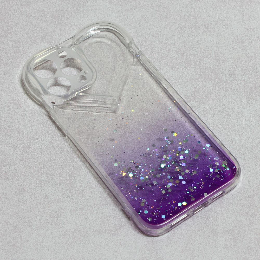 Maska za Apple iPhone 13 Pro Max — Heart Glitter, ljubicasta