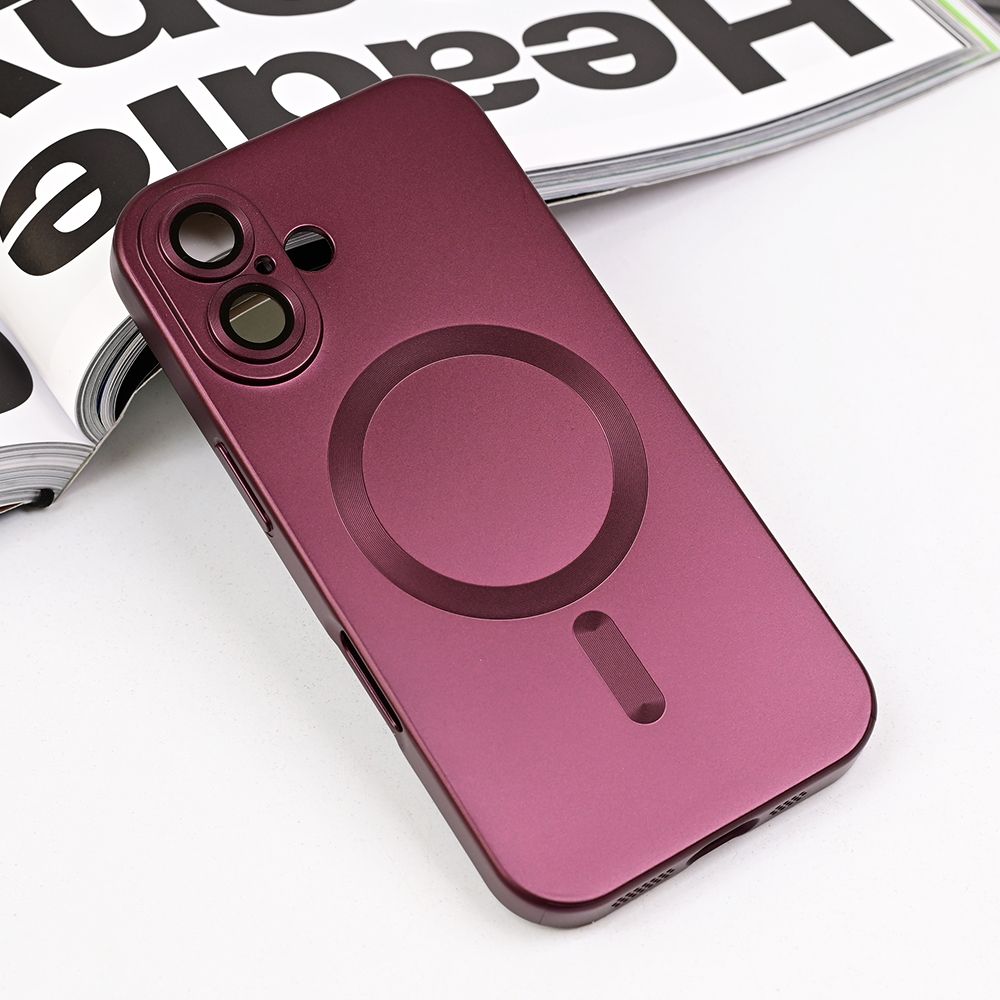 Maska za Apple iPhone 16 — Magsafe Chrome, bordo