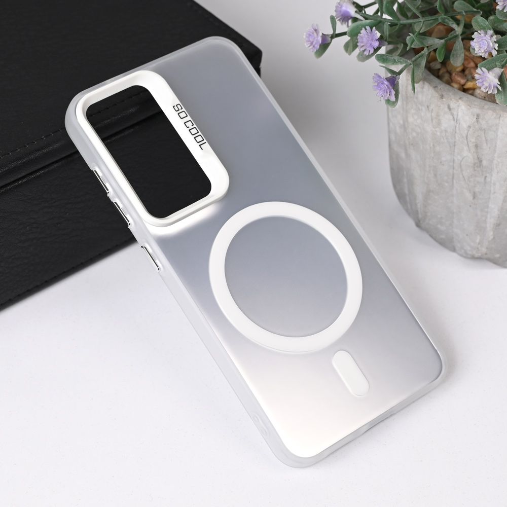 Maska za Samsung Galaxy S25 — Magsafe Clear, srebrna