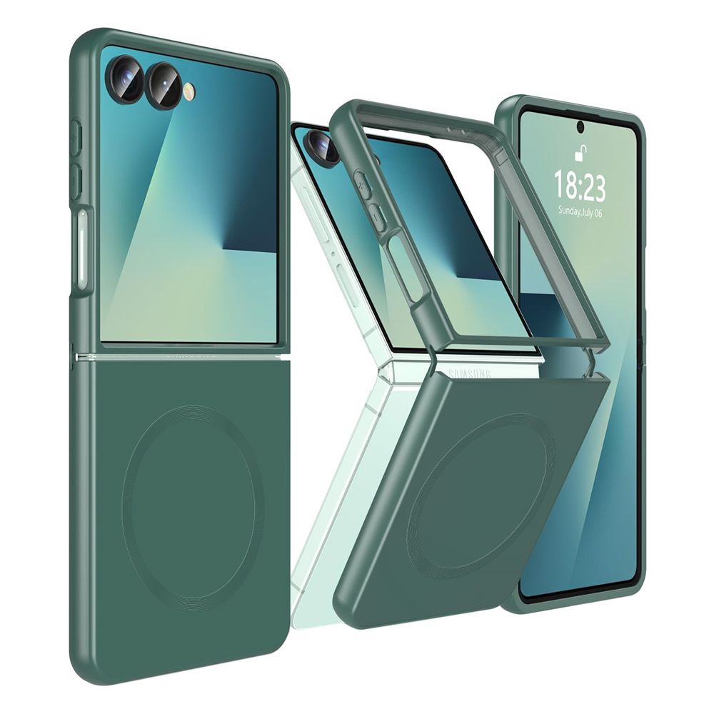 Maska za Samsung Galaxy Z Flip 7 — Magsafe Elegant Fold, tamno zelena