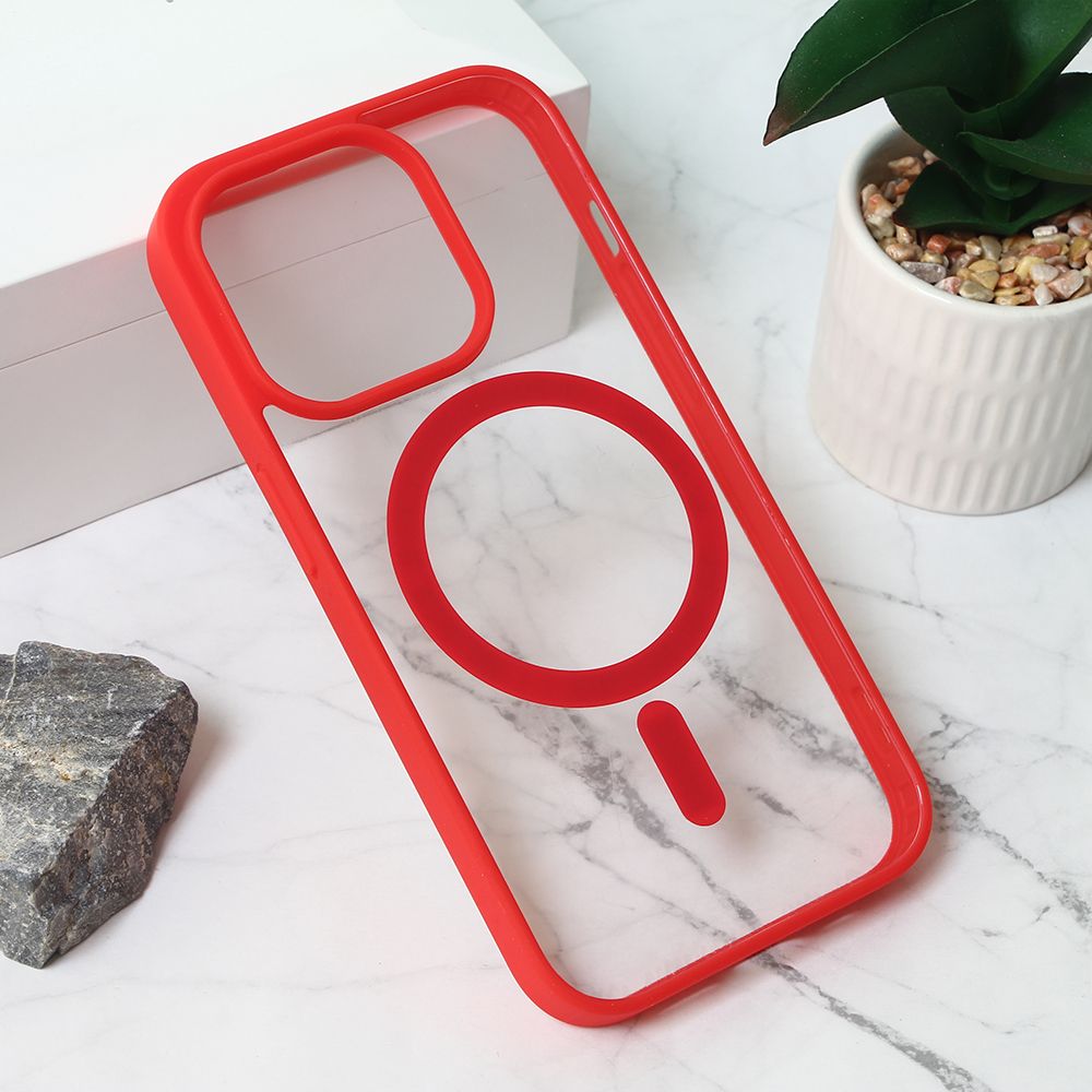 Maska za Apple iPhone 15 Pro — Magsafe Frame Color, crvena