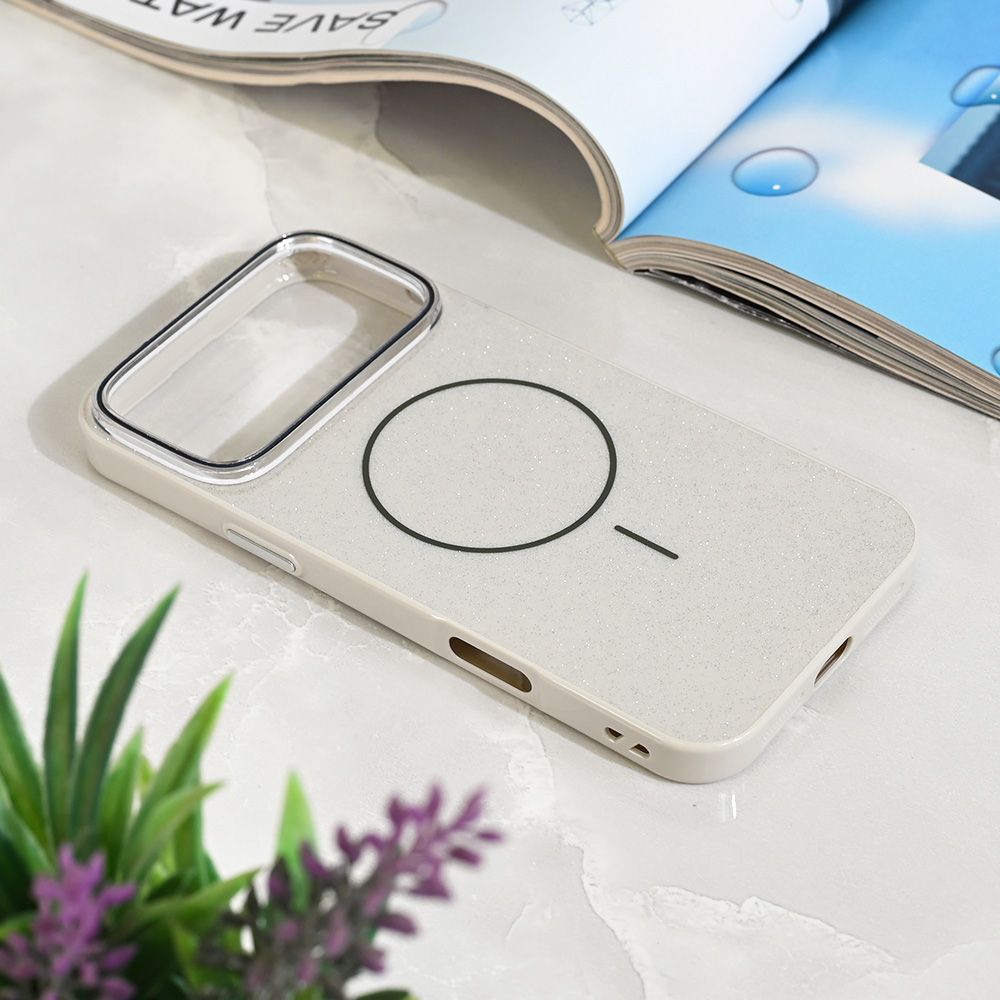 Maska za Apple iPhone 17 Pro Max — Magsafe Sparkle Dust, srebrna