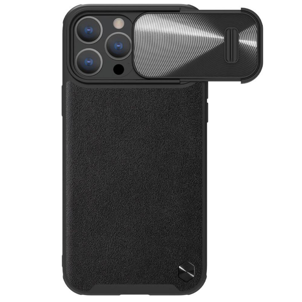 Maska za Apple iPhone 14 Pro Max — Nillkin CamShield Leather S, crna