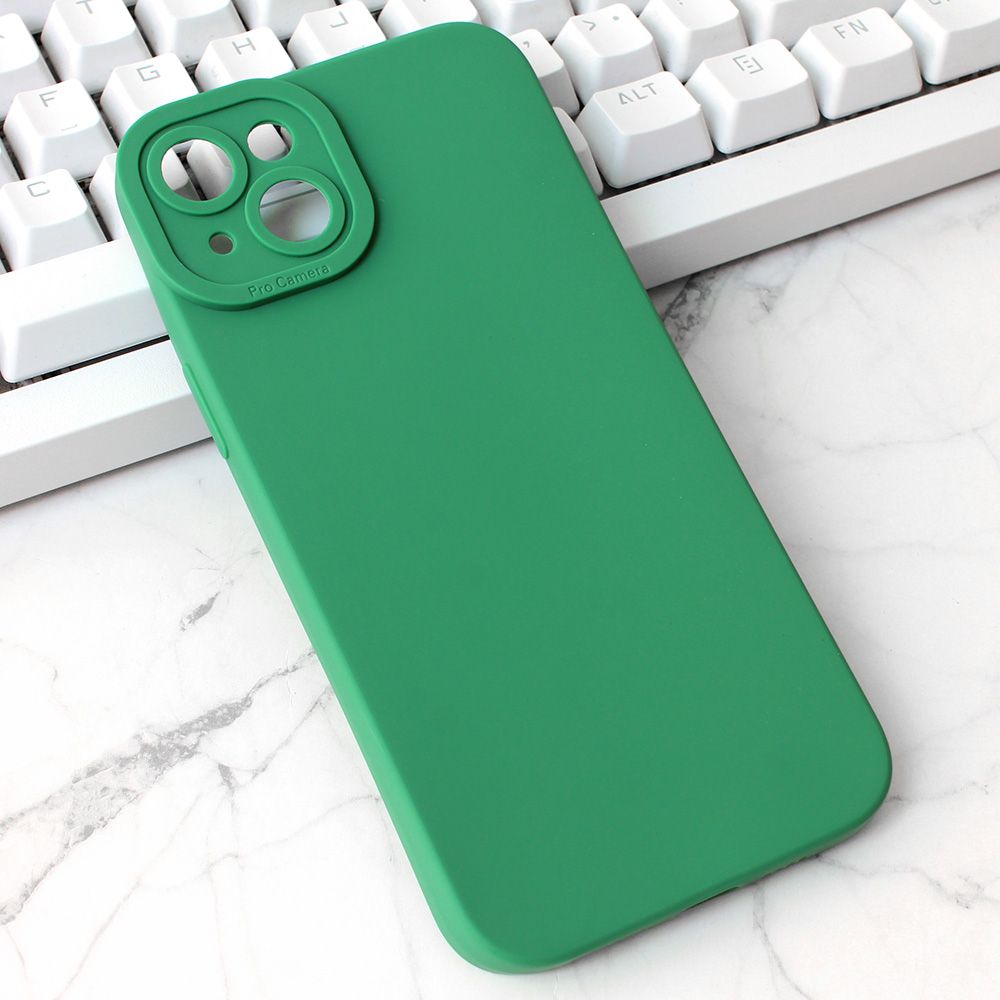 Maska za Apple iPhone 15 Plus — Silikon Pro Camera, tamno zelena