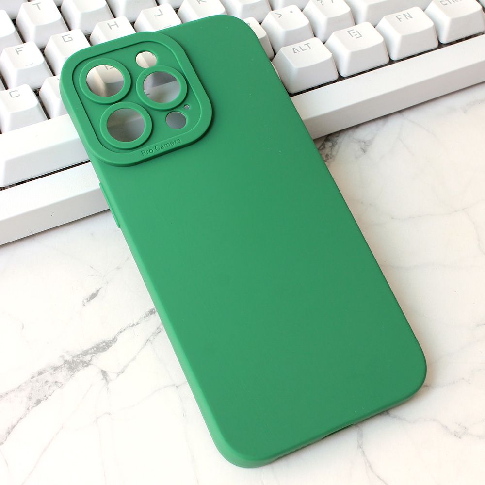 Maska za Apple iPhone 15 Pro Max — Silikon Camera, tamno zelena