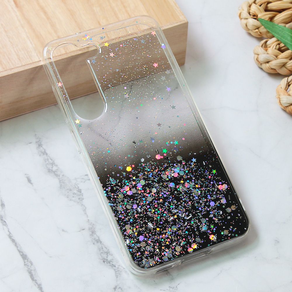Maska za Samsung Galaxy S23 — Silikonska Glitter, crna