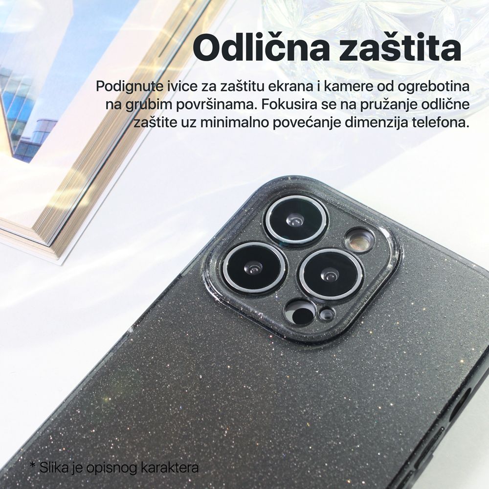 Maska za Apple iPhone 15 Pro — Sparkle Dust, crna
