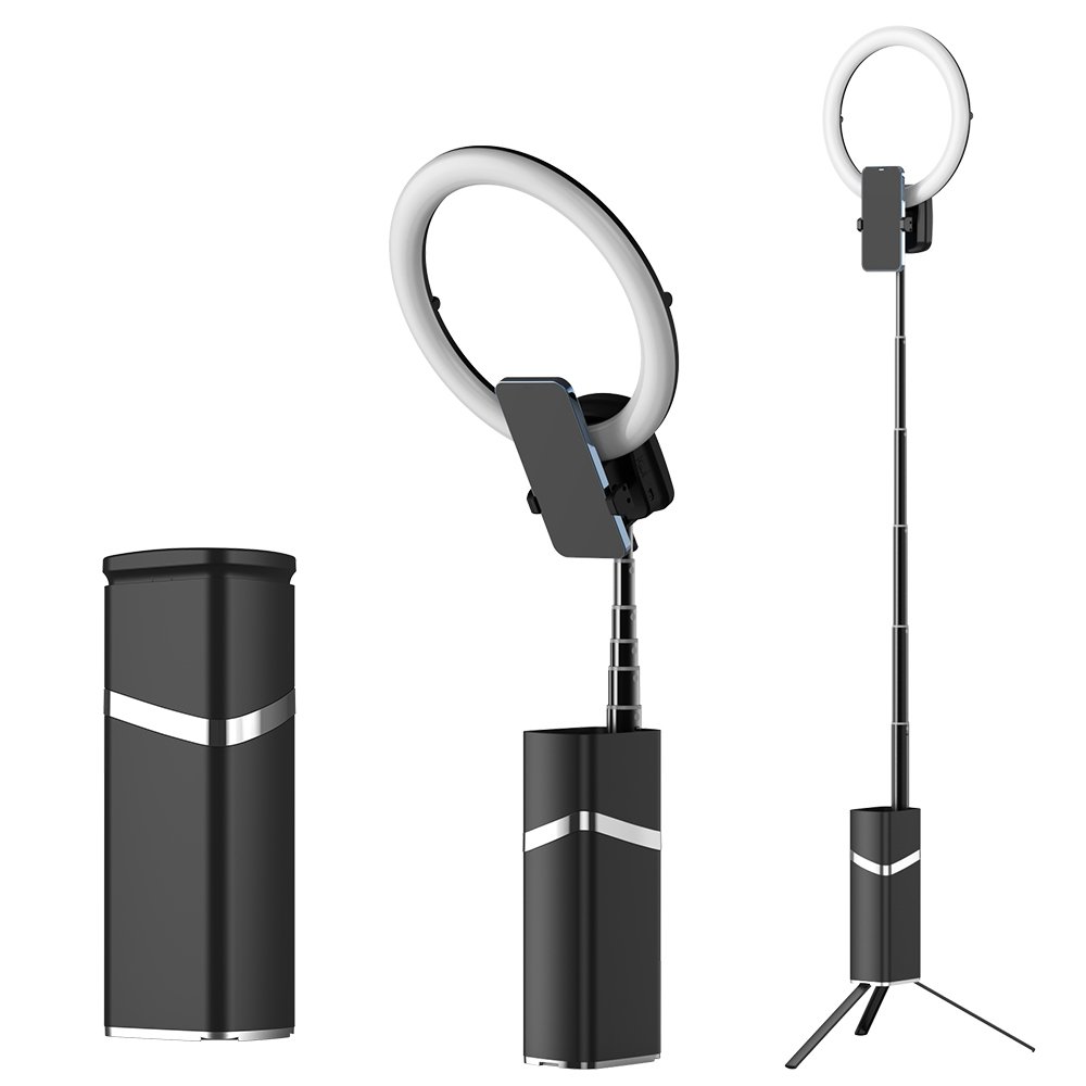 Power bank — Tripod LED ring lampa multifinkcionalna sa postoljem, crna