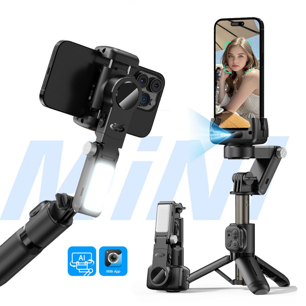 Power bank — Tripod stabilizator Q19 smart AI sa selfie stickom, crni