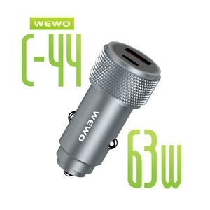 Punjač — Wewo C-44 Auto PD USB 63W/3A, sivi