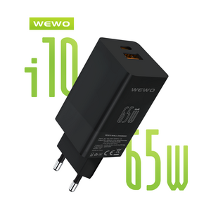 Punjač — Wewo i10 PD+USB Type-C QC 65W/3A, crni