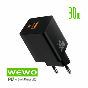Punjač — Wewo i13 PD+USB Type-C QC 30W/3A, crni