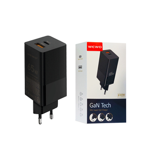 Punjač — Wewo PD+USB QC 65W/3A, crni