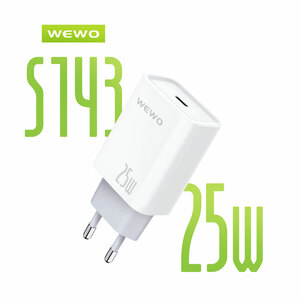 Punjač — Wewo S143 Super Fast PD Type C 25W/3A, beli