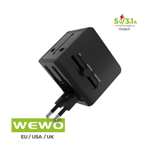 Punjač — Wewo Univerzalni Travel Adapter EU/USA/UK/AUS, crni
