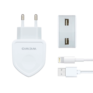 Punjač za Apple — Wewo 2XUSB 2.1A iPhone USB data cable