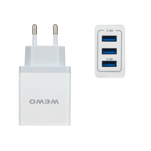 Punjač — Wewo W-015 3XUSB 3.4A, white